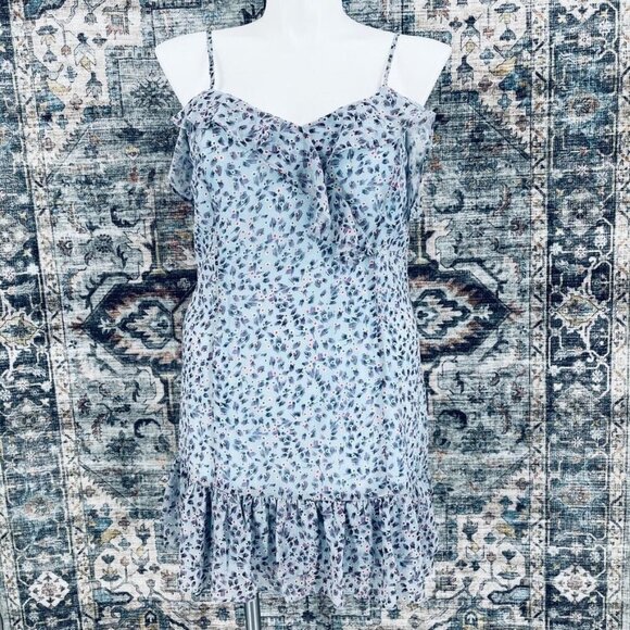 Lulus Sing Sweetly Light Blue Floral Print Mini Dress SIze XL - Picture 1 of 12